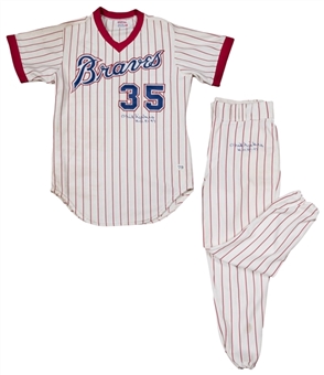 1979 Phil Niekro Game Used & Signed Atlanta Braves Home Uniform (Jersey & Pants) (JSA) 
